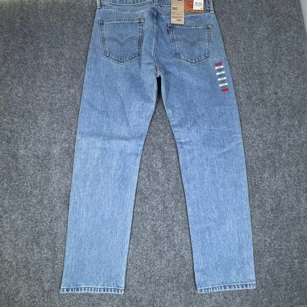 Levis 505 Regular Fit Straight Leg Jeans Blue Denim 34x32 NWT